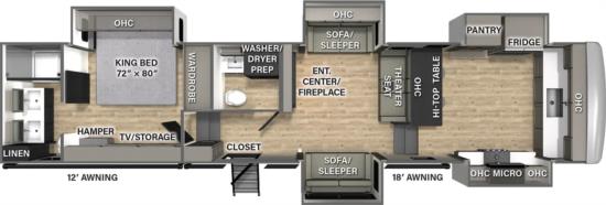 Floor Plan for Columbus Luxury Fifth Wheel